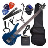 Kit Baixo 5 Cordas Giannini Gb205a Tbl Azul Com Bag Cubo