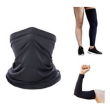 Kit Balaclava Pernito Manguito Ciclismo Proteção Solar Uv50 