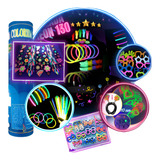 Kit Balada 130 Pçs Festa Neon Pulseira Óculos Tiara Gravata
