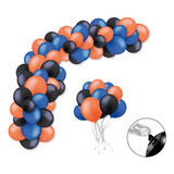 Kit Balão Bexiga Azul Laranja Preta Hot Fácil De Montar