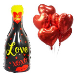 Kit Balão De Coração Balão Champanhe Love 81 Cm