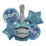 Kit Balão Metalizado Champagne Celebration Estrela Azul