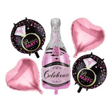 Kit Balão Metalizado Garrafa Champagne 5 Unidades