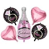 Kit Balão Metalizado Garrafa De Champagne 5 Unidades