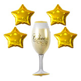 Kit Balão Taça Champanhe Cheers 100 Cm 4 Estrelas Boteco