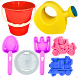 Kit Balde De Praia Infantil C 7pçs Regador Baldinho Areia