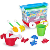 Kit Baldinho Brinquedo De Praia Regador Carrinho De Puxar