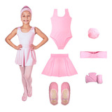 Kit Ballet 6 Itens Bailarina Collant Regata Ballet Infantil