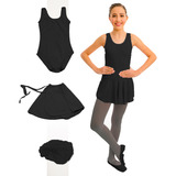 Kit Ballet Infantil Balé Bailarina Collant, Saia, Redinha