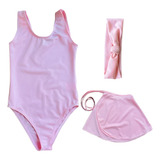 Kit Ballet Infantil Collant Saia Ajustável Faixa