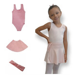 Kit Ballet Infantil Collant Saia Ajustável Faixa