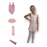 Kit Ballet Infantil Collant Saia Ajustável Meia Faixa