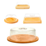 Kit Bambu Porta Manteiga Frios Queijo Bolo Mesa Café Pães