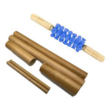 Kit Bambu Rolo Massagem Turbinada Modeladora Bambuterapia Cor Azul