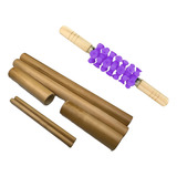 Kit Bambu Rolo Massagem Turbinada Modeladora Bambuterapia