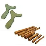 Kit Bambuterapia Com 6 Tubos De Bambu E 2 Pantalas Acessórios Para Massagem Terapêutica E Relaxante