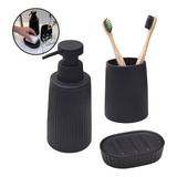 Kit Bancada Pia Banheiro 3 Peças Completo Em Cerâmica Preto