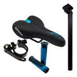 Kit Banco Selim Bike Profissional Mtb Anatômico Com Canote