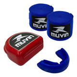 Kit Bandagem Elástica 5m Protetor Bucal Profissional Muvin Cor Azul