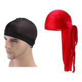 Kit Bandana Touca Durag E Wavecap 360waves Toucas Cor Vermelho