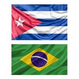 Kit Bandeira Do Brasil 1,5m X 0,90 M + Bandeira De Cuba