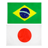 Kit Bandeira Do Brasil + Bandeira Do Japão 1,50 X 0,90 Mts