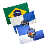 Kit Bandeiras Brasil Rio De Janeiro E Nova Iguaçu 1 28x0 90