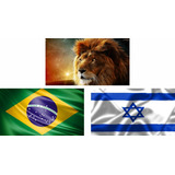 Kit Bandeiras Leão Da Tribo De Judá Brasil E Israel 1 45x1m