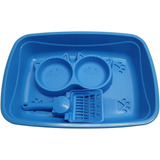 Kit Banheira Caixa De Areia Gato Higiênica Pop 3 Peças