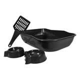 Kit Banheira Caixa De Areia Gatos Pá Comedouro E Bebedouro