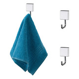 Kit Banheiro 3 Suporte Gancho Parede Porta Toalha Aço Inox