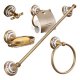Kit Banheiro 5 Peças Bronze C Porcelana Conjunto Lavabo