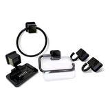 Kit Banheiro 5 Peças Preto Acessórios De Fácil Instalação