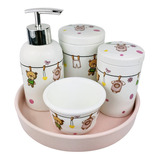 Kit Banheiro Acessórios Higiene Bancada Porcelana