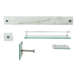 Kit Banheiro Acessórios Vidro Reto Luxo 5 Pcs