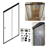 Kit Banheiro Box Perfil Aluminio Quadrado Reto Preto 1 60m