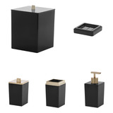 Kit Banheiro Lavabo 5 Peças Algodão Escova Sabonete Lixeira