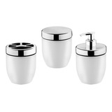 Kit Banheiro Lavabo Acessórios Escova Sabonete Cotonete 3pcs