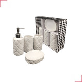 Kit Banheiro Lavabo Conjunto 4 Peças Cerâmica Branco