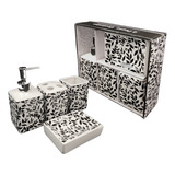Kit Banheiro Lavabo Conjunto 4 Peças Cerâmica Porta Escova