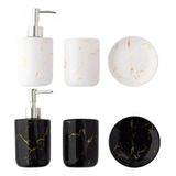 Kit Banheiro Lavabo Jogo 3 Pç Sabonete Dispenser Marmorizado