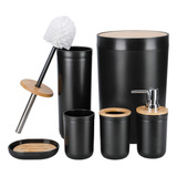 Kit Banheiro Lavabo Jogo Sabonete Líquido 6 Pçs Com Lixeira