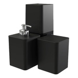 Kit Banheiro Lavabo P Sabonete Liquido Escova Algodão 3 Pçs