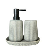 Kit Banheiro Lavabo Porta Sabonete Liquido 3 Peças Cerâmica