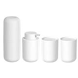Kit Banheiro Porta Sabonete Liquido Escova De Dente Algodão Branco 