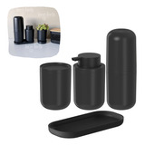Kit Banheiro Porta Sabonete Liquido Escova De Dente Algodão