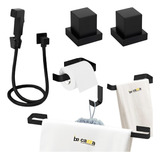 Kit Banheiro Preto Ducha Higienica 2 Acabamento De Registro