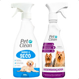 Kit Banho A Seco   Desembaraçador De Pelos Pet Clean 500ml