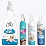 Kit Banho A Seco Limpa Patinhas Orelha Lágrimas Pet Clean