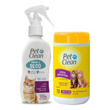 Kit Banho A Seco Para Gatos Lenço Umedecido
